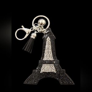 Elegant Black and Silver Eiffel Tower Bag Charm Keychain